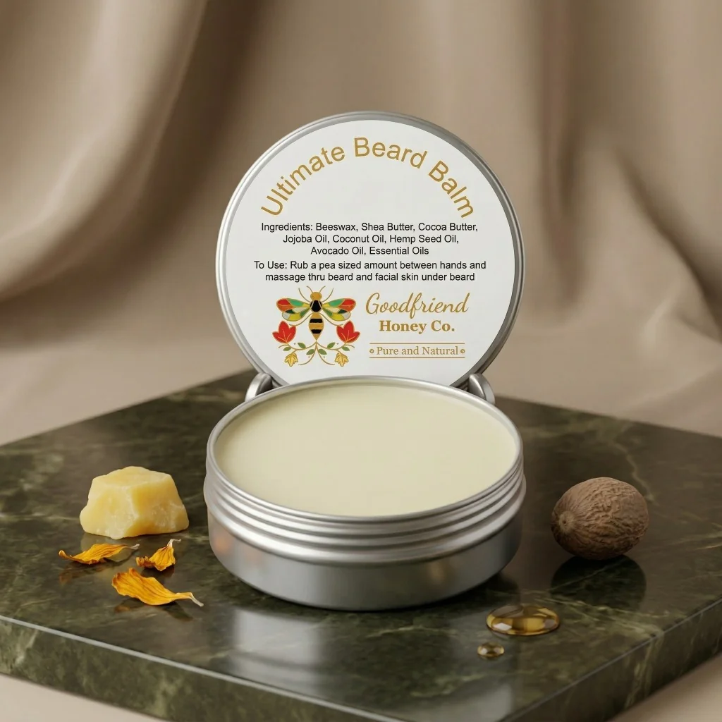 Natural beard balm from Goodfriend Honey Co.