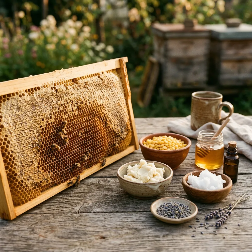 Beehive honeycomb and natural skincare ingredients